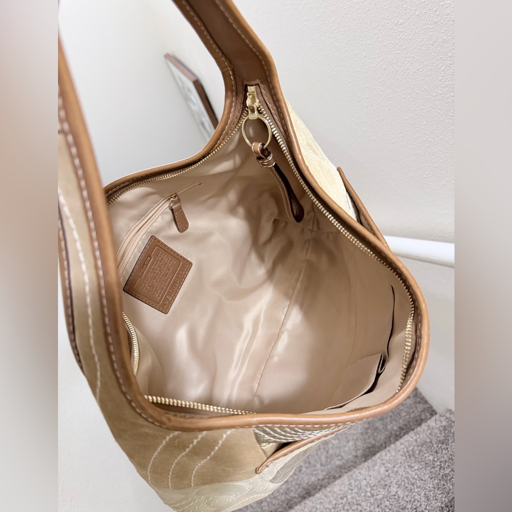 Coach Patchwork XL Ergo Hobo Shoulder Bag in Tan and Gold Y2K - Picture 10 of 12